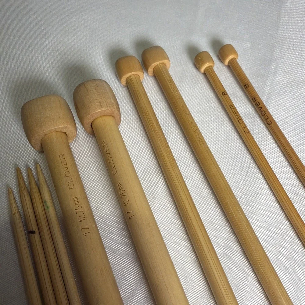 LOT of CLOVER TAKUMI BAMBOO Knitting Needles Sizes 8, 17 (12.75mm), 11 (8mm) Etc